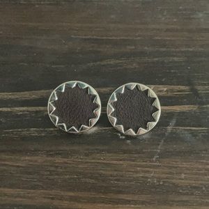 House of Harlow Leather and Silver Earrings